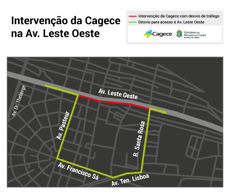 Obra da Cagece na avenida Leste Oeste tem novo desvio