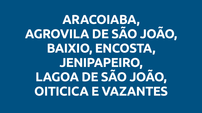 Aracoiaba, Agrovila de São João, Baixio, Encosta, Jenipapeiro, Lagoa de São João, Oiticica e Vazantes