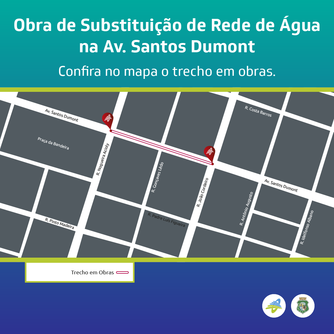 Cagece executa obras de melhoria na rede de água na Av. Santos Dumont