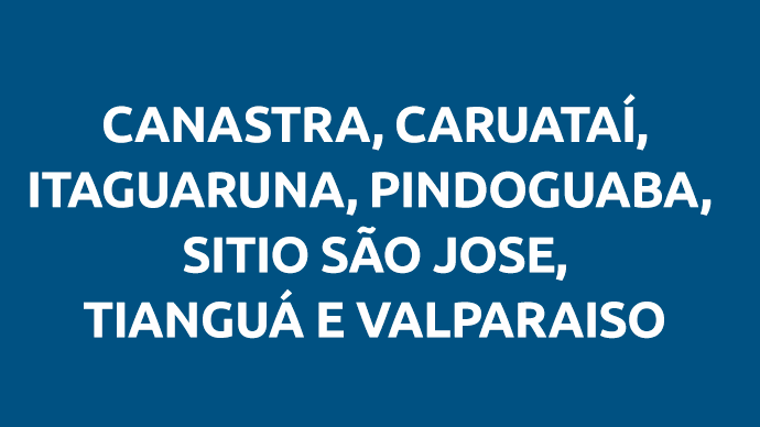 Localidades: Canastra, Caruatai, Itaguaruna, Pindoguaba, Sitio Sao Jose, Tiangua e Valparaiso